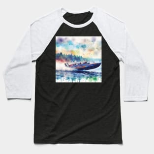 Artistic illustration of high speed boats on the waterfront Baseball T-Shirt